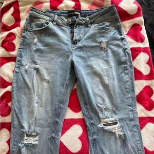 Distressed Blue Jeans